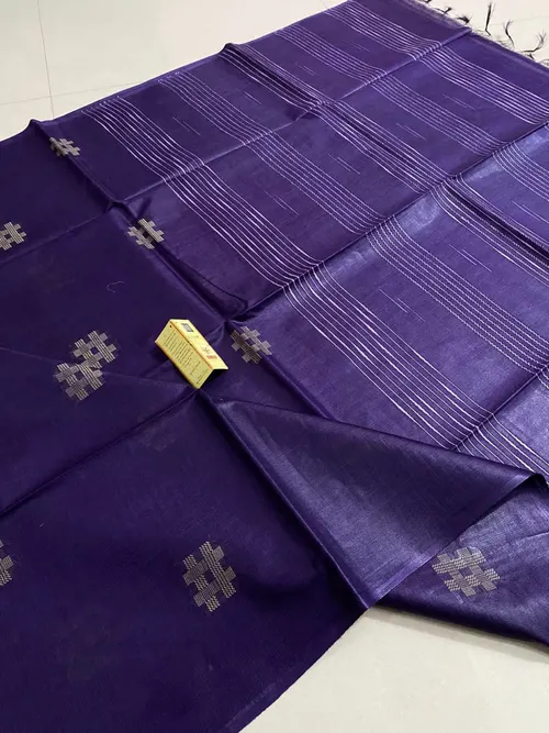 Luxurious Pure Katan Silk Ensemble With Self Weaving Design